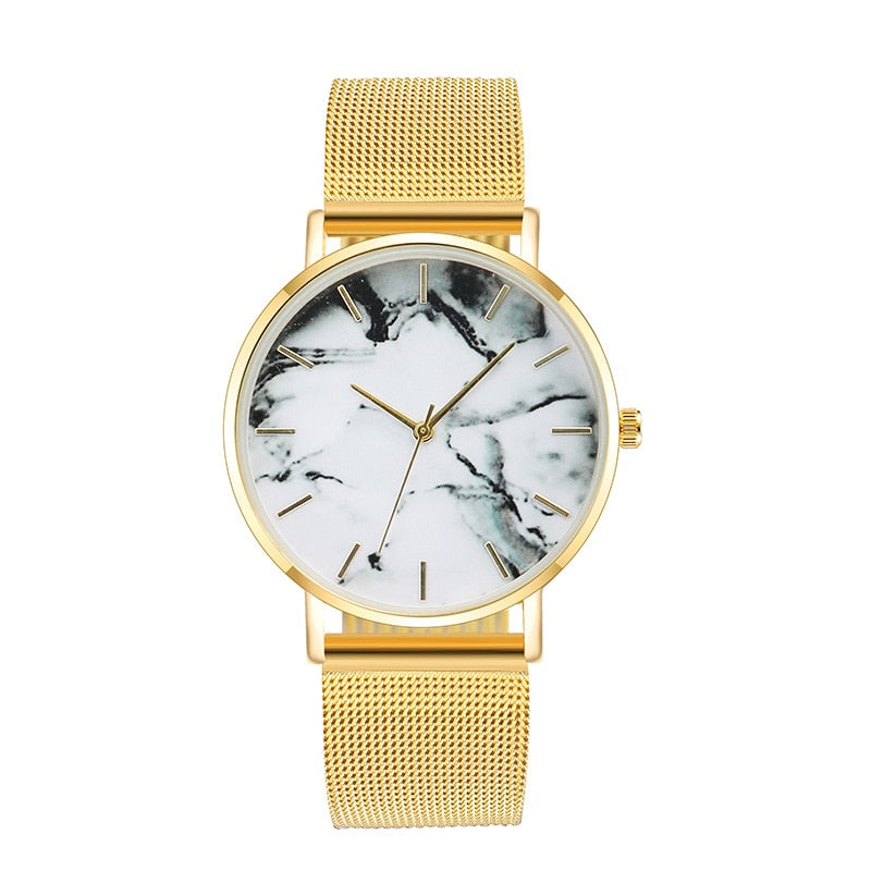 Fashion Rose Gold Mesh Band Creative Marble Female Wrist Watch Luxury Women Quartz Watches Gifts Relogio Feminino Drop Shipping